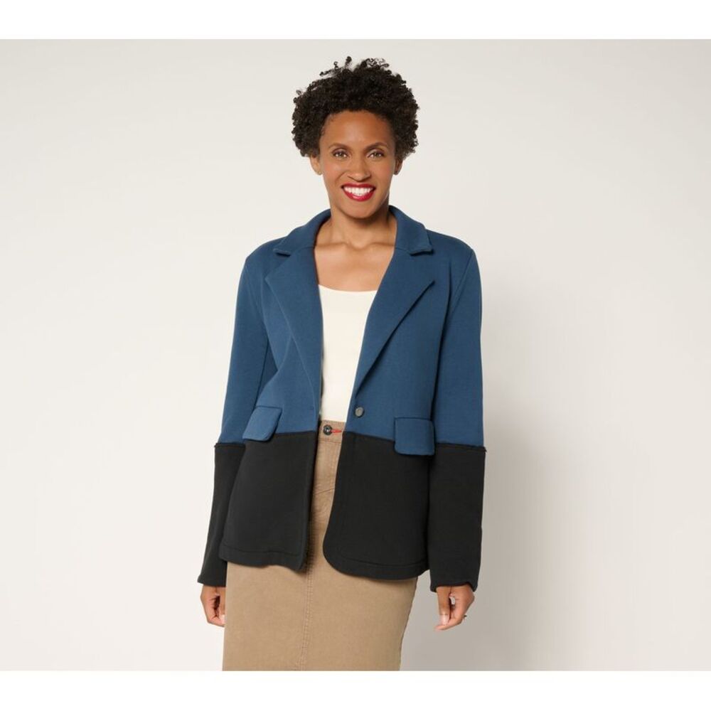 Peace Love World Women's Jacket Sz M French Terry Black/Double Espress